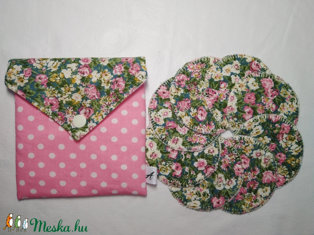 Virágos arctisztító korongok 8 db+neszesszer  - szépségápolás - arcápolás - arctisztító korong - Meska.hu