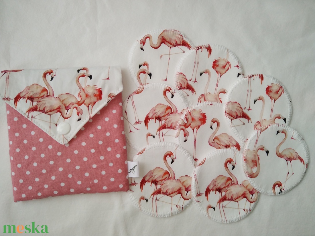 Flamingós -arctisztító korong csomag 8db-os+neszesszer - szépségápolás - arcápolás - arctisztító korong - Meska.hu