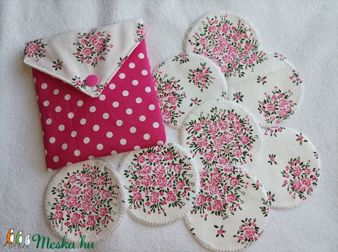 Rózsás-pink-arctisztító korong csomag 8db+neszesszer - szépségápolás - arcápolás - arctisztító korong - Meska.hu