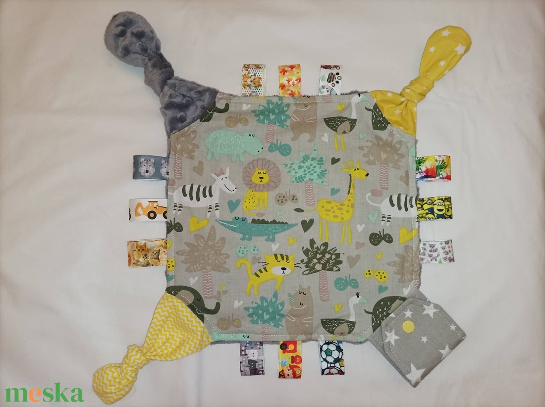 Afrikai állatos-Szürke-sárga babköszöntő szett 3 részes - játék & sport - babalátogató ajándékcsomag - Meska.hu