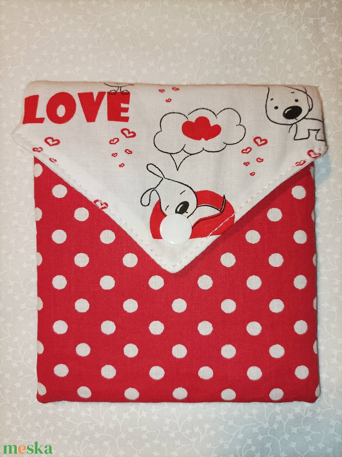 Szerelmes kiskutyás-arctisztító korong csomag 8db-os+neszesszer - szépségápolás - arcápolás - arctisztító korong - Meska.hu