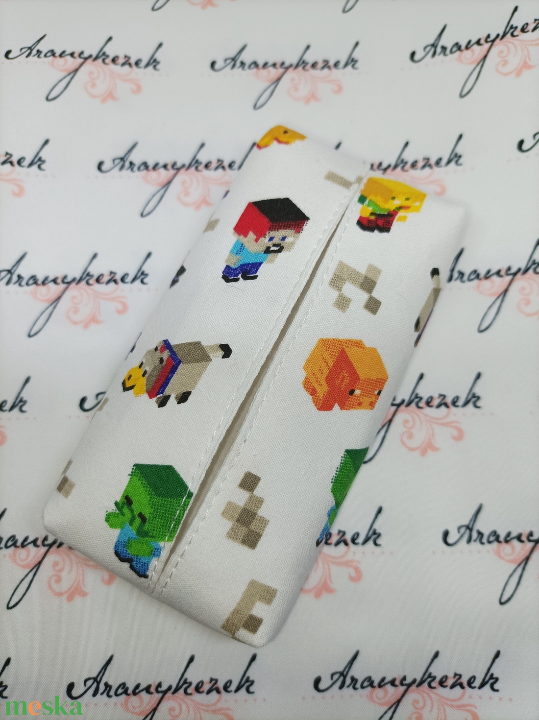 Minecraft mintás bélelt papírzsebkendő tartó - táska & tok - pénztárca & más tok - zsebkendőtartó tok - Meska.hu