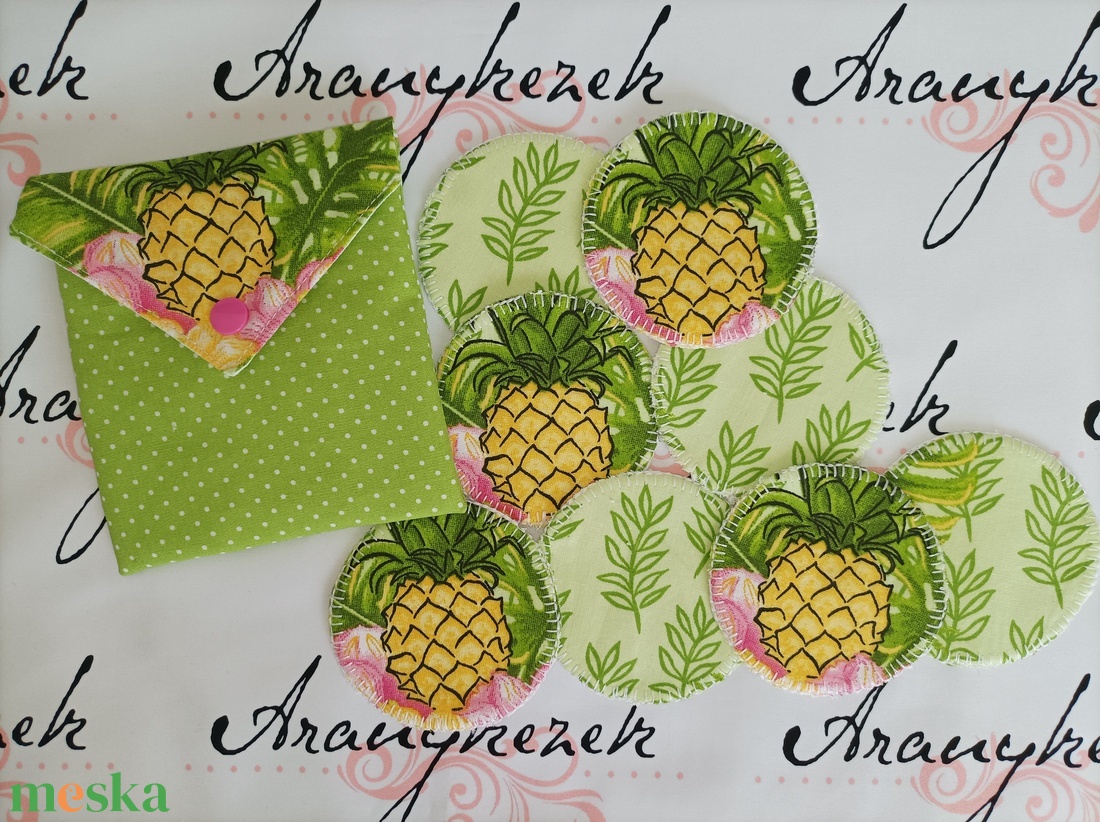 Ananászos-arctisztító korong csomag 8db+neszesszer - szépségápolás - arcápolás - arctisztító korong - Meska.hu