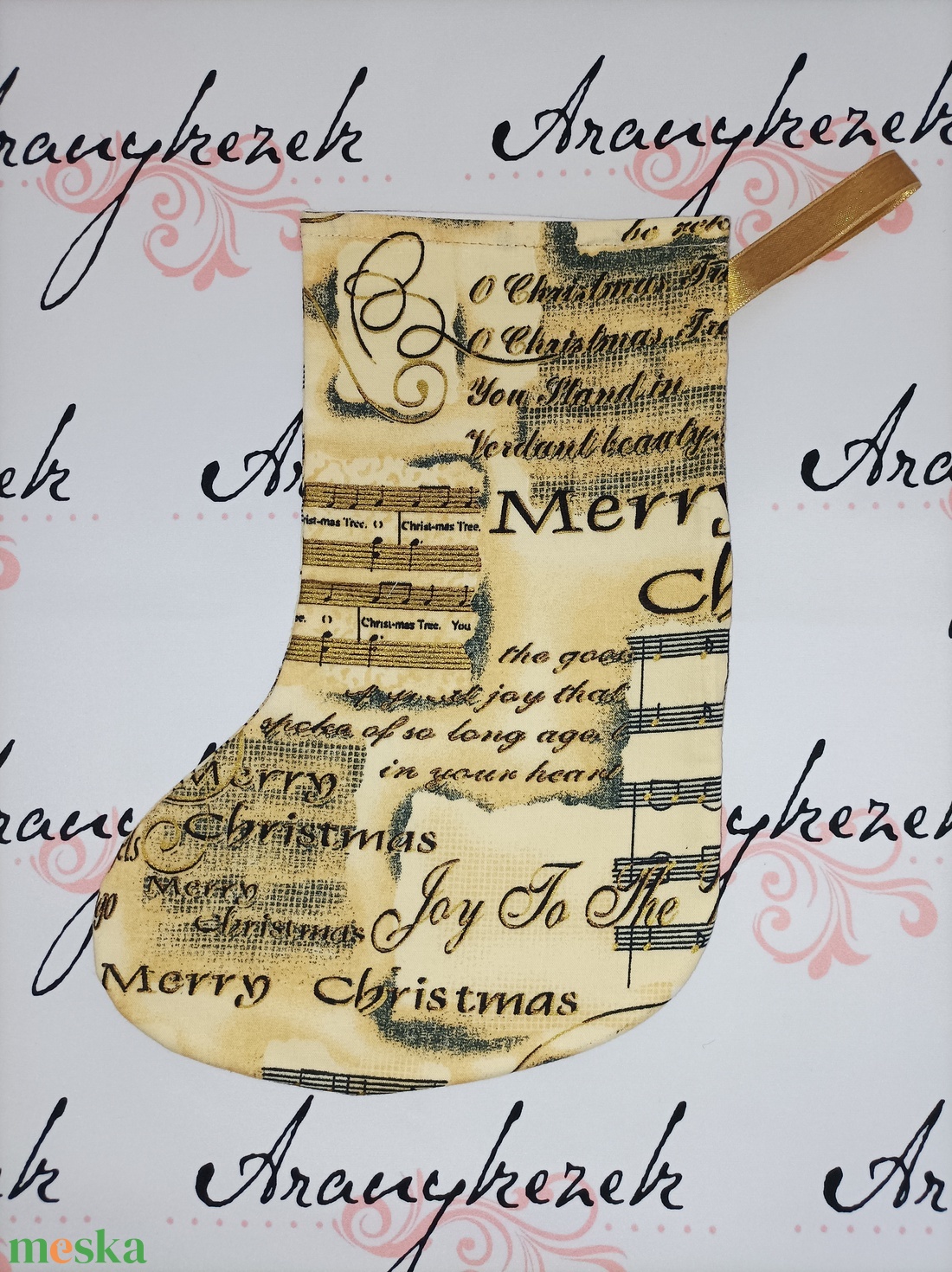 Kis Mikulás csizma - Arany kottás - karácsony - mikulás - mikulás zsák - Meska.hu