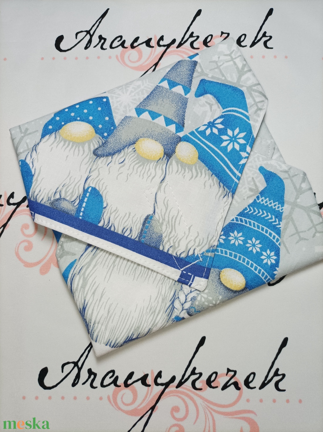 Manók rénszarvas szánon-kék-újraszalvéta - otthon & életmód - konyhafelszerelés, tálalás - konyhai textil - szalvéta - Meska.hu