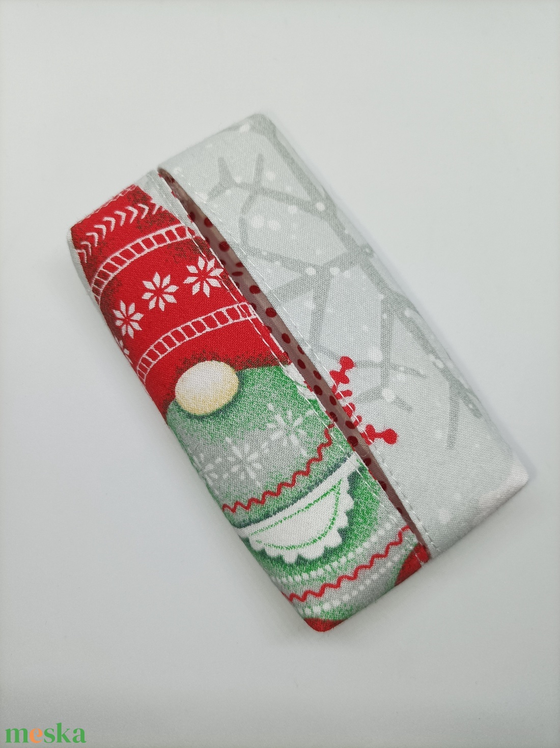 Manós-zöld-bélelt papírzsebkendő tartó - táska & tok - pénztárca & más tok - zsebkendőtartó tok - Meska.hu