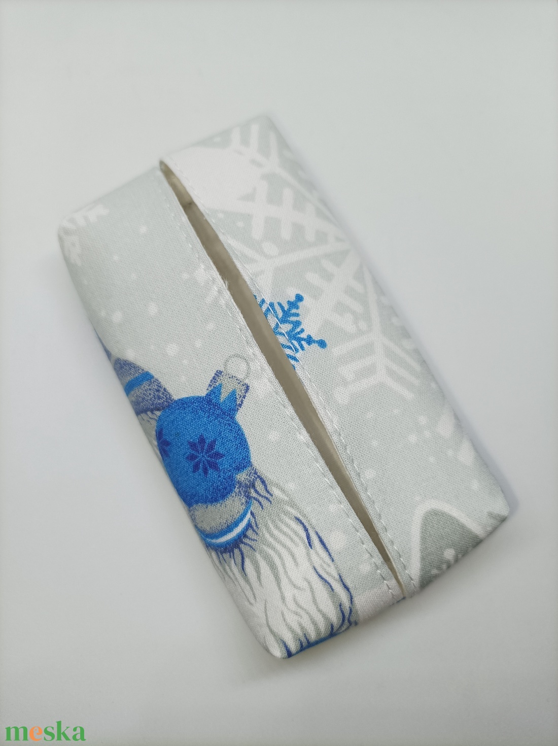 Manó-kék-bélelt papírzsebkendő tartó - táska & tok - pénztárca & más tok - zsebkendőtartó tok - Meska.hu