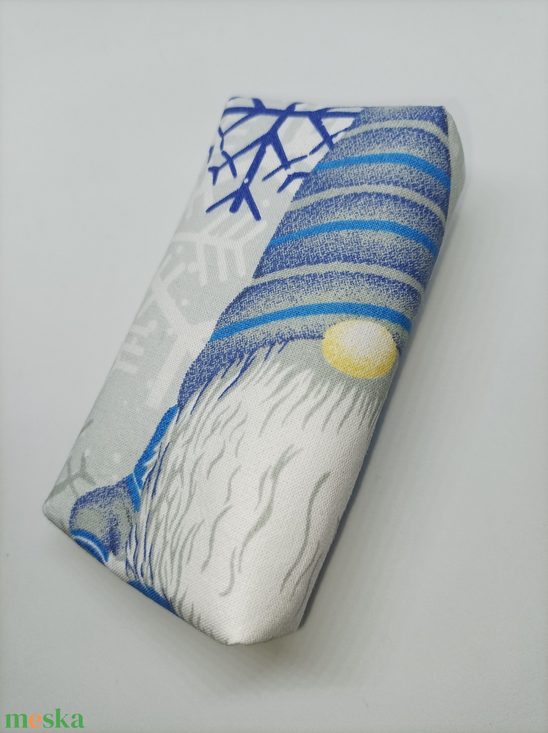 Manó-kék-bélelt papírzsebkendő tartó - táska & tok - pénztárca & más tok - zsebkendőtartó tok - Meska.hu