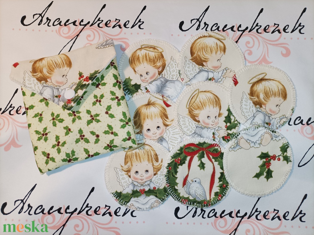 Angyalkás-arctisztító korong csomag 8db-os+neszesszer - szépségápolás - arcápolás - arctisztító korong - Meska.hu
