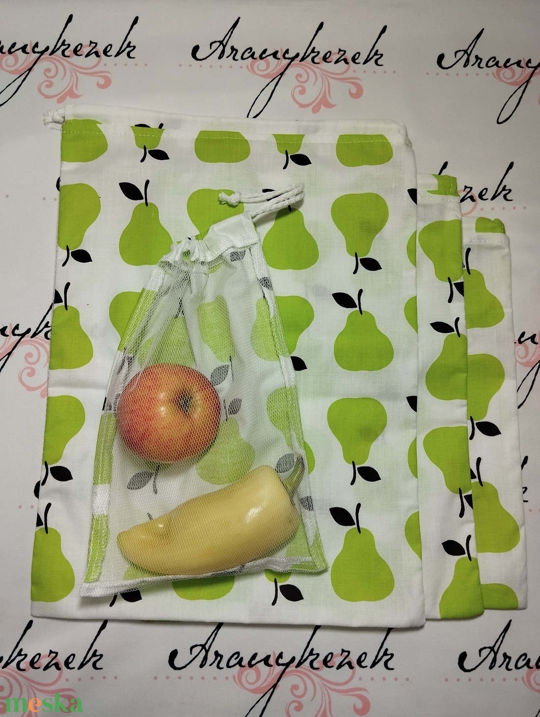 Bevásárló zsákok-körtés-4 db-os szett - táska & tok - bevásárlás & shopper táska - zöldség/gyümölcs zsák - Meska.hu