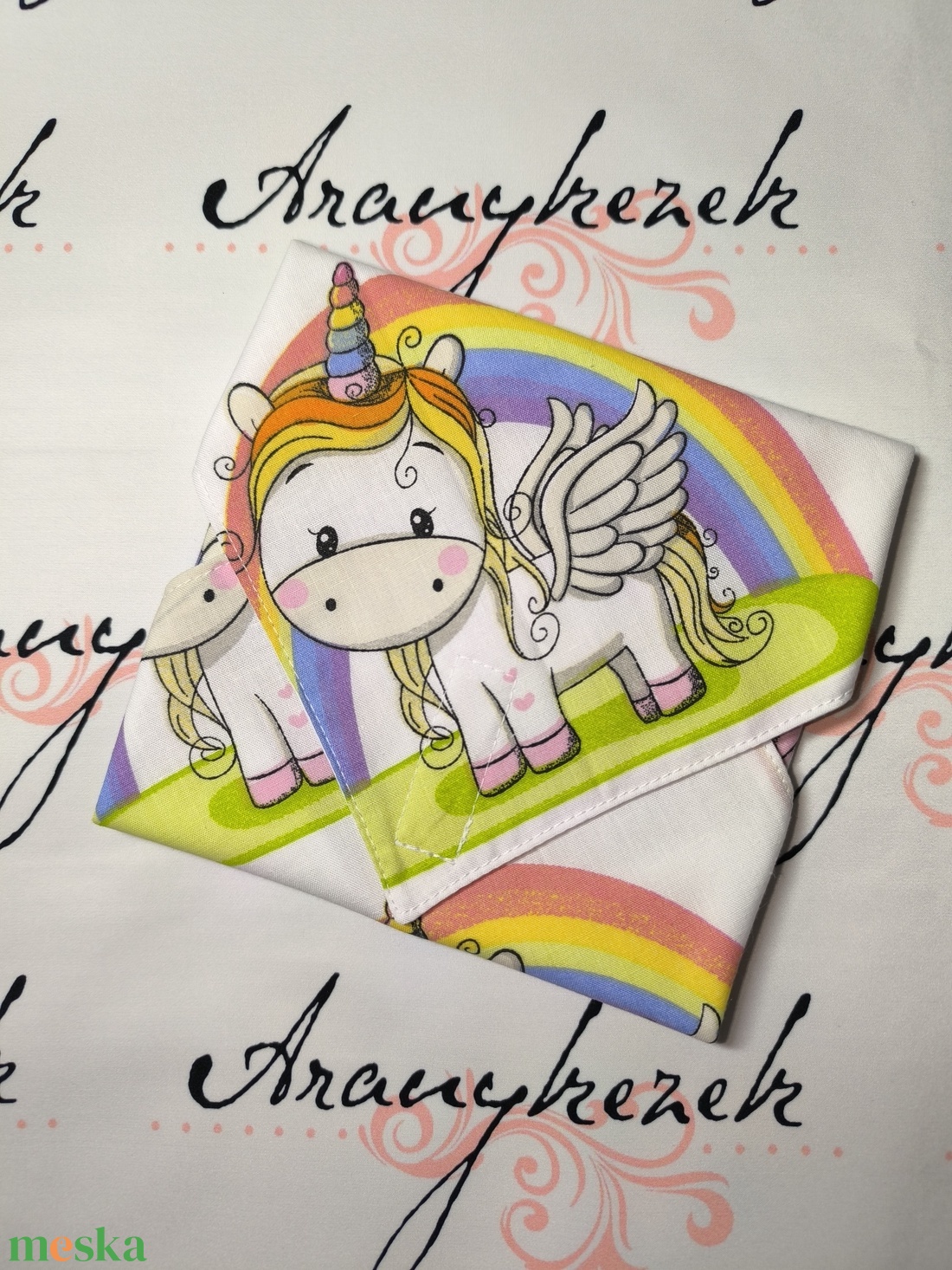 Szivárványos Unicornis-újraszalvéta - táska & tok - uzsonna- & ebéd tartó - szendvics csomagoló - Meska.hu