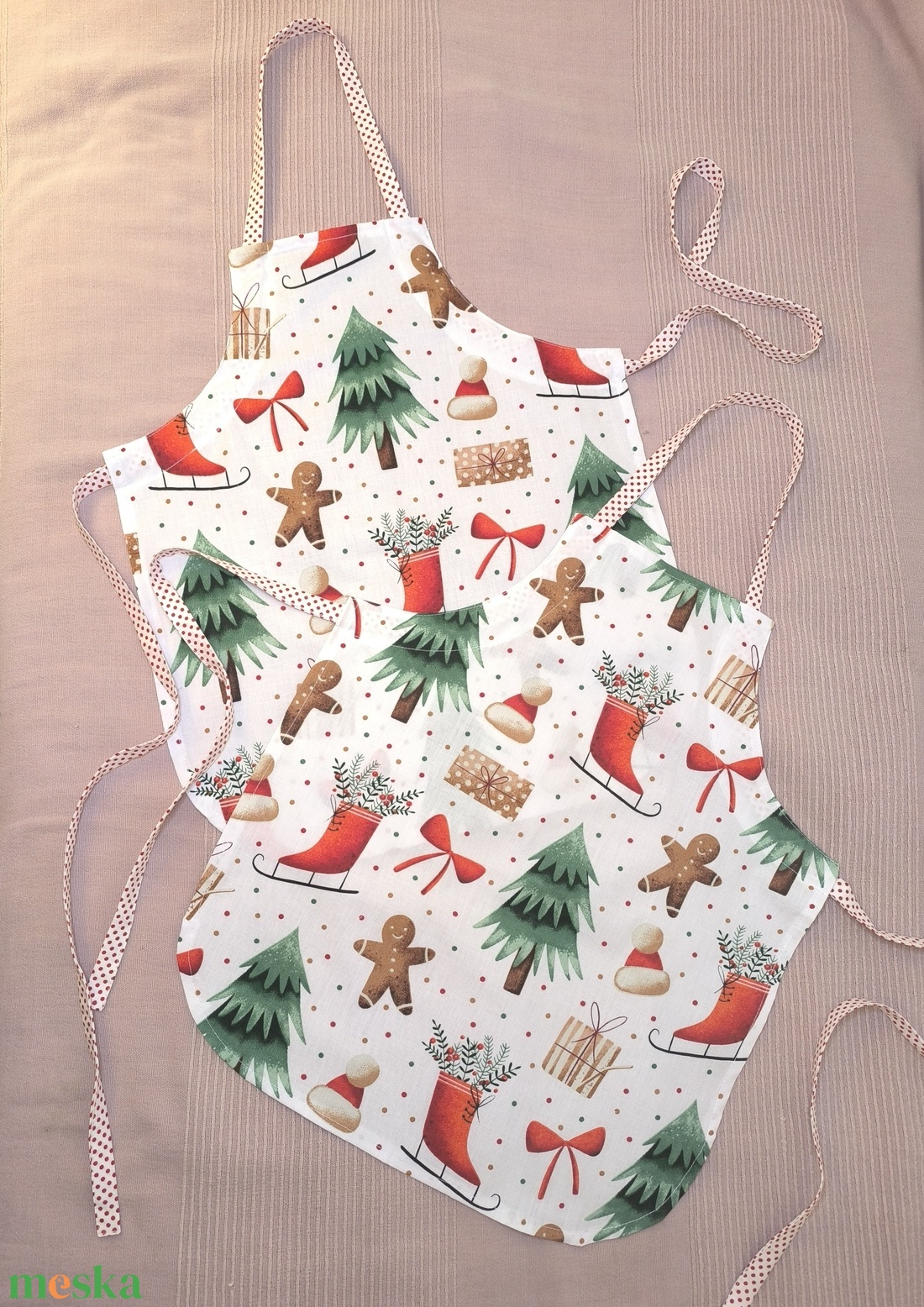 Kötény ovisoknak-Karácsonyi mintás - otthon & életmód - konyhafelszerelés, tálalás - konyhai textil - kötény - Meska.hu