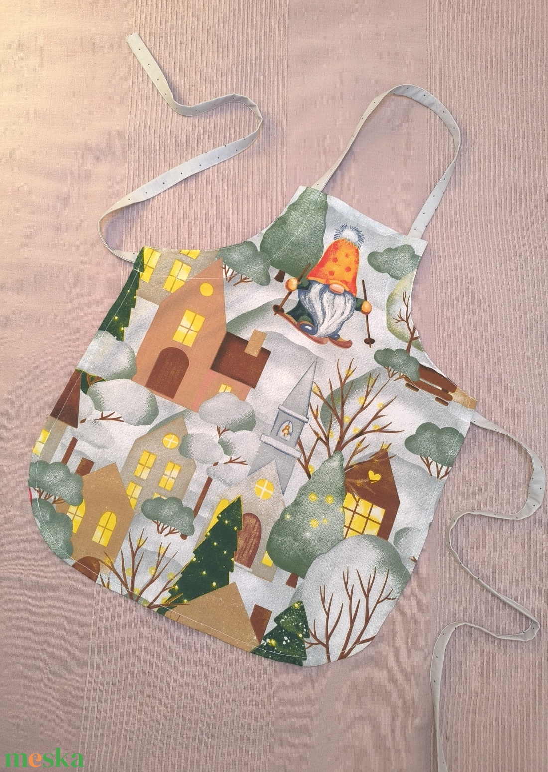 Kötény ovisoknak-Manók karácsony éjjelén  - otthon & életmód - konyhafelszerelés, tálalás - konyhai textil - kötény - Meska.hu