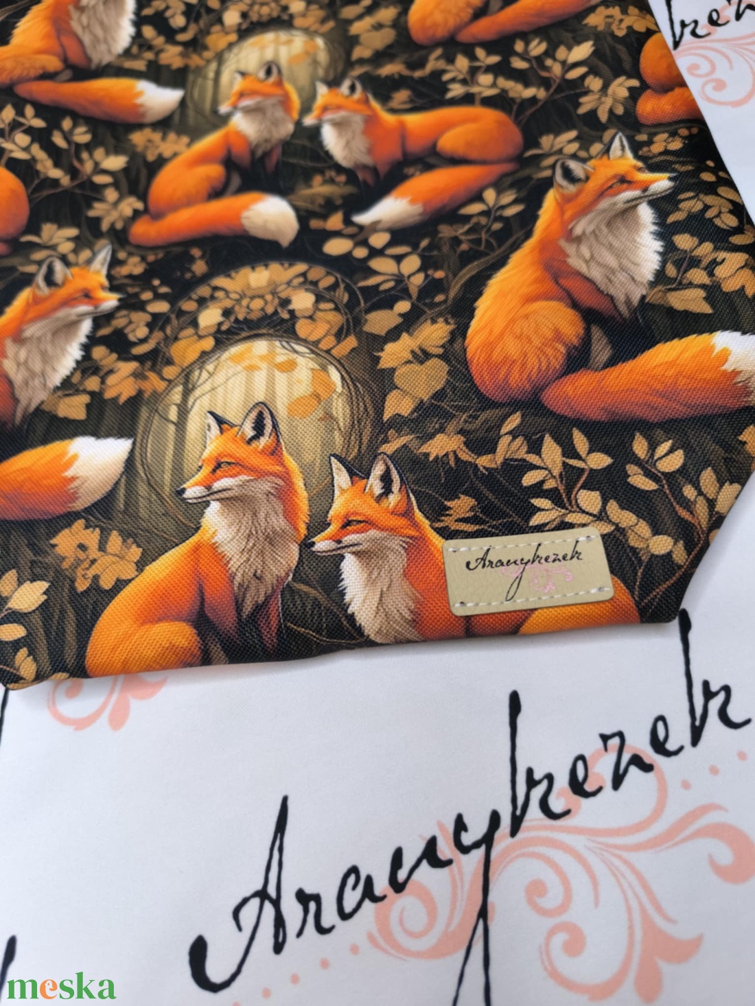 Rókapár-Vízálló uzsonnás tasak kézben vihető-PUL béléssel-Vállon is viheted egy megvásárolható pánttal - táska & tok - uzsonna- & ebéd tartó - ebéd tasak, doboz - Meska.hu