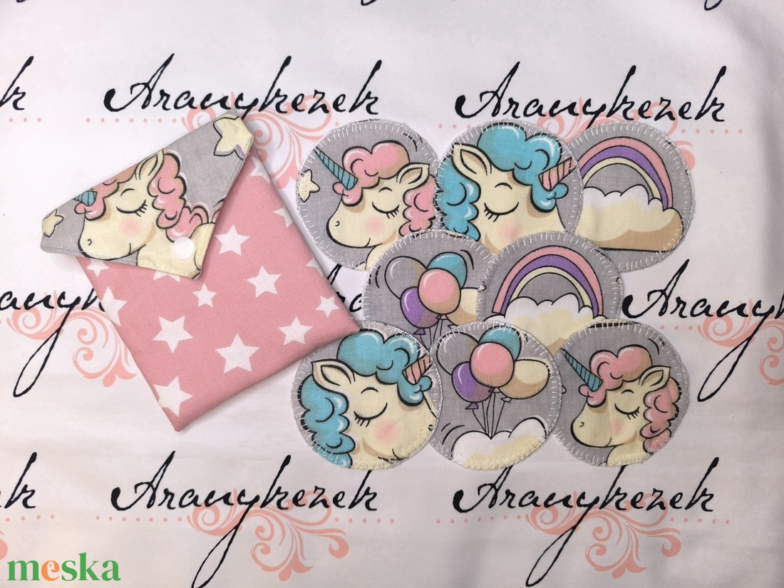 Unikornisos arctisztító korong 8db+neszesszer - szépségápolás - arcápolás - arctisztító korong - Meska.hu