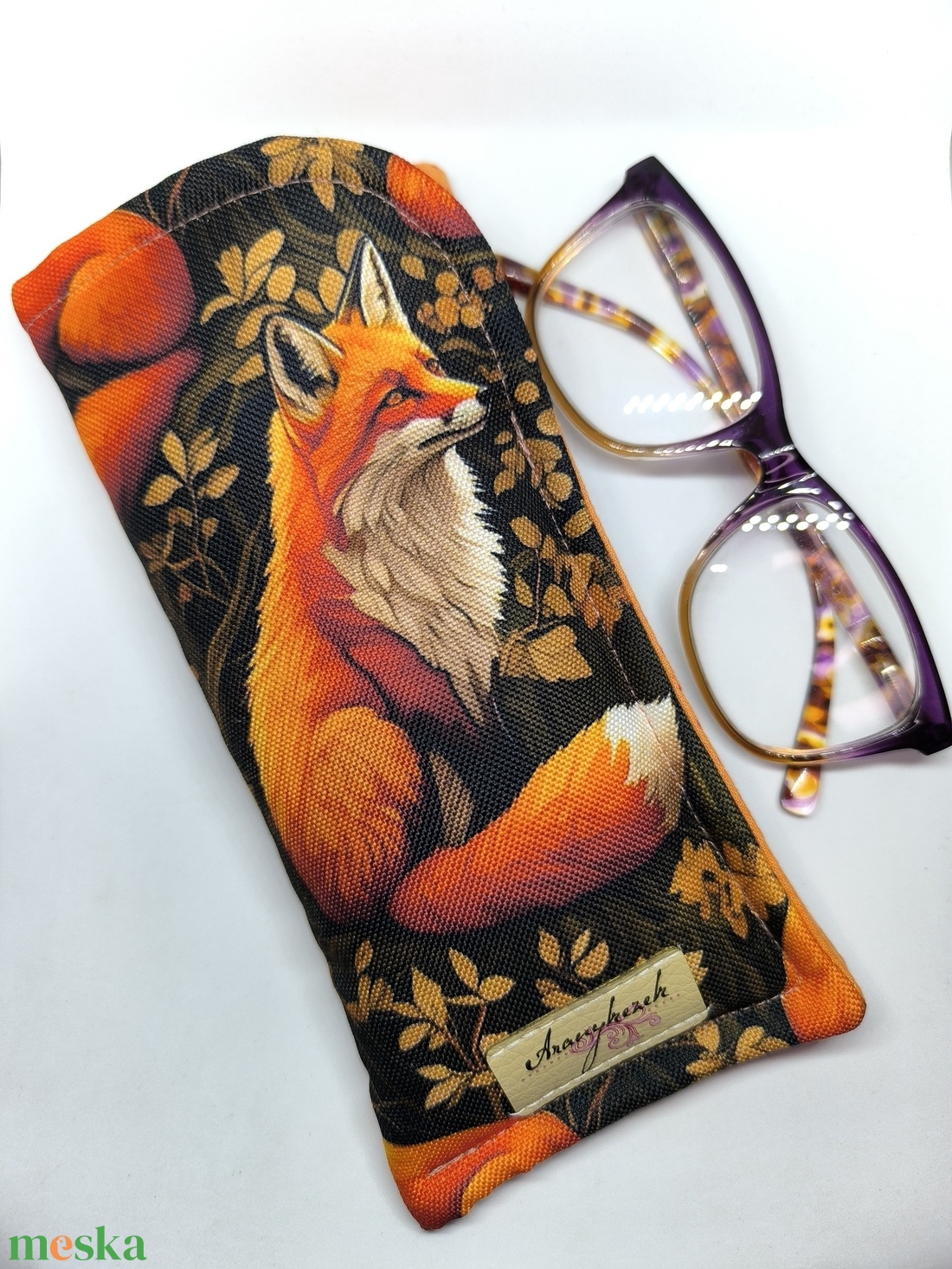 Szemüvegtok-Napszemüvegtok-Rókás-vízálló vászonból - táska & tok - pénztárca & más tok - szemüvegtok - Meska.hu