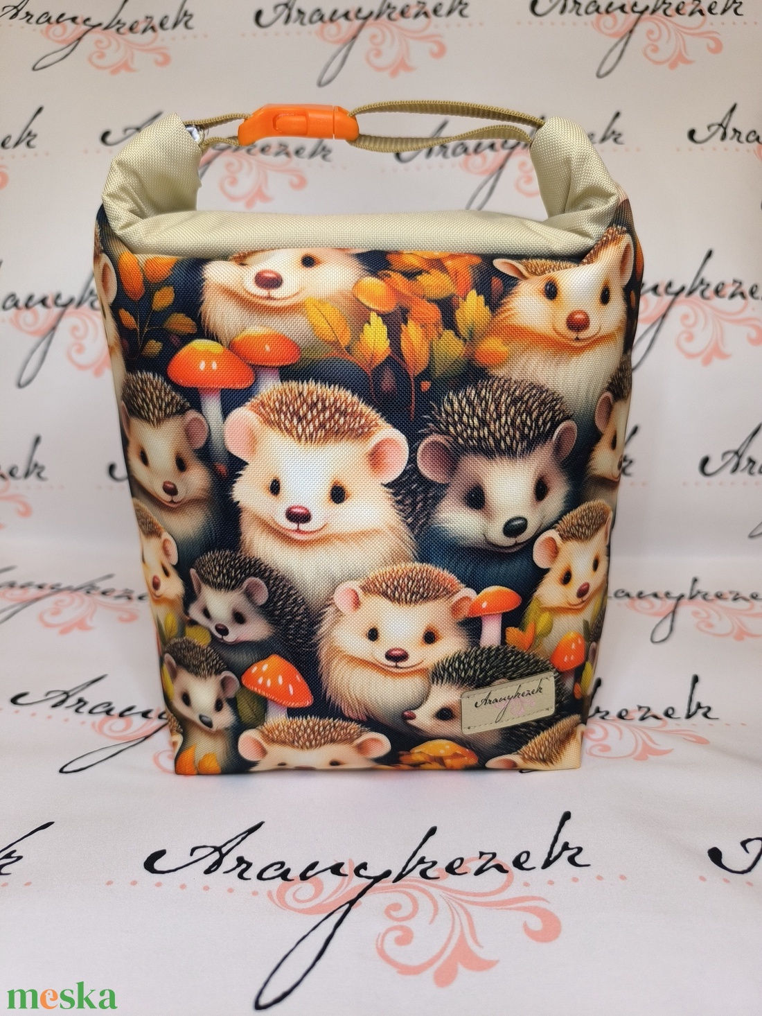 Sünis-Vízálló uzsonnás tasak kézben vihető-PUL béléssel - táska & tok - uzsonna- & ebéd tartó - ebéd tasak, doboz - Meska.hu