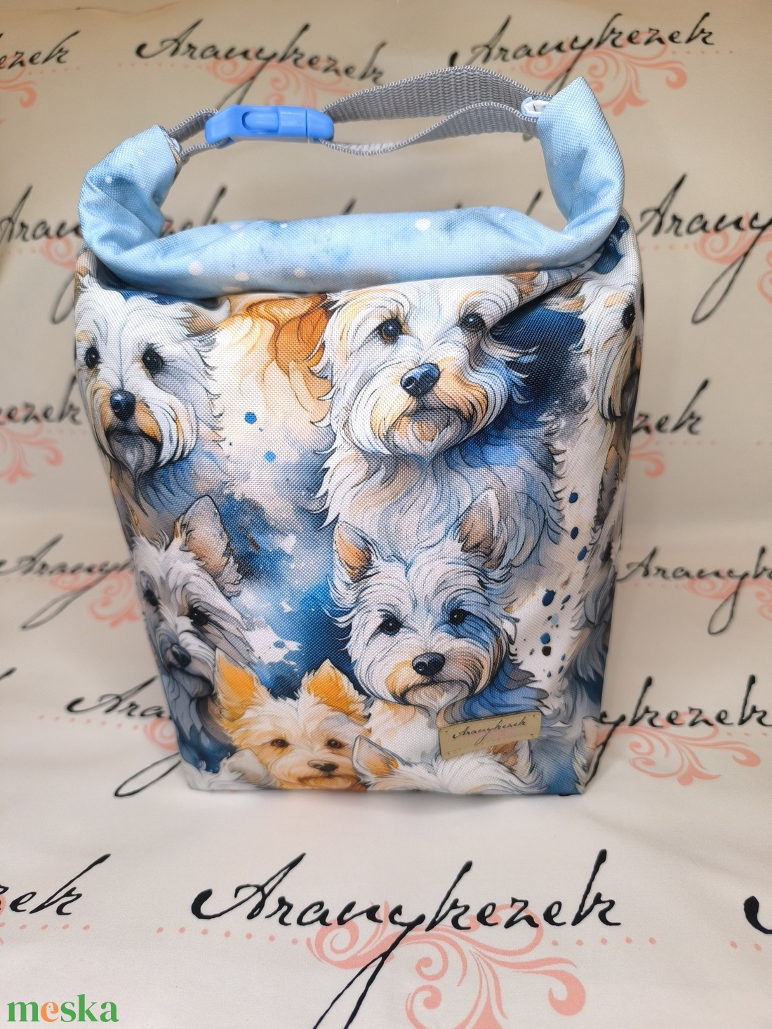 Westie-Vízálló uzsonnás tasak kézben vihető-PUL béléssel - táska & tok - uzsonna- & ebéd tartó - ebéd tasak, doboz - Meska.hu