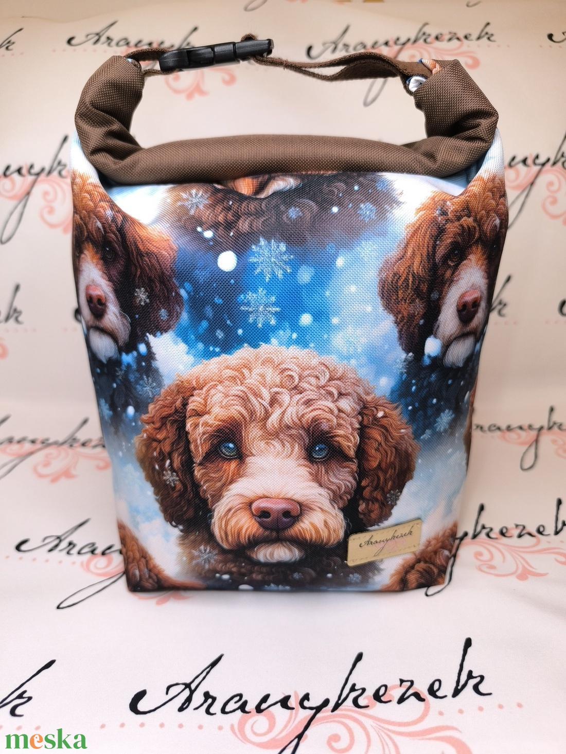 Doodle-Vízálló uzsonnás tasak kézben vihető-PUL béléssel-Vállon is viheted egy megvásárolható pánttal - táska & tok - uzsonna- & ebéd tartó - ebéd tasak, doboz - Meska.hu