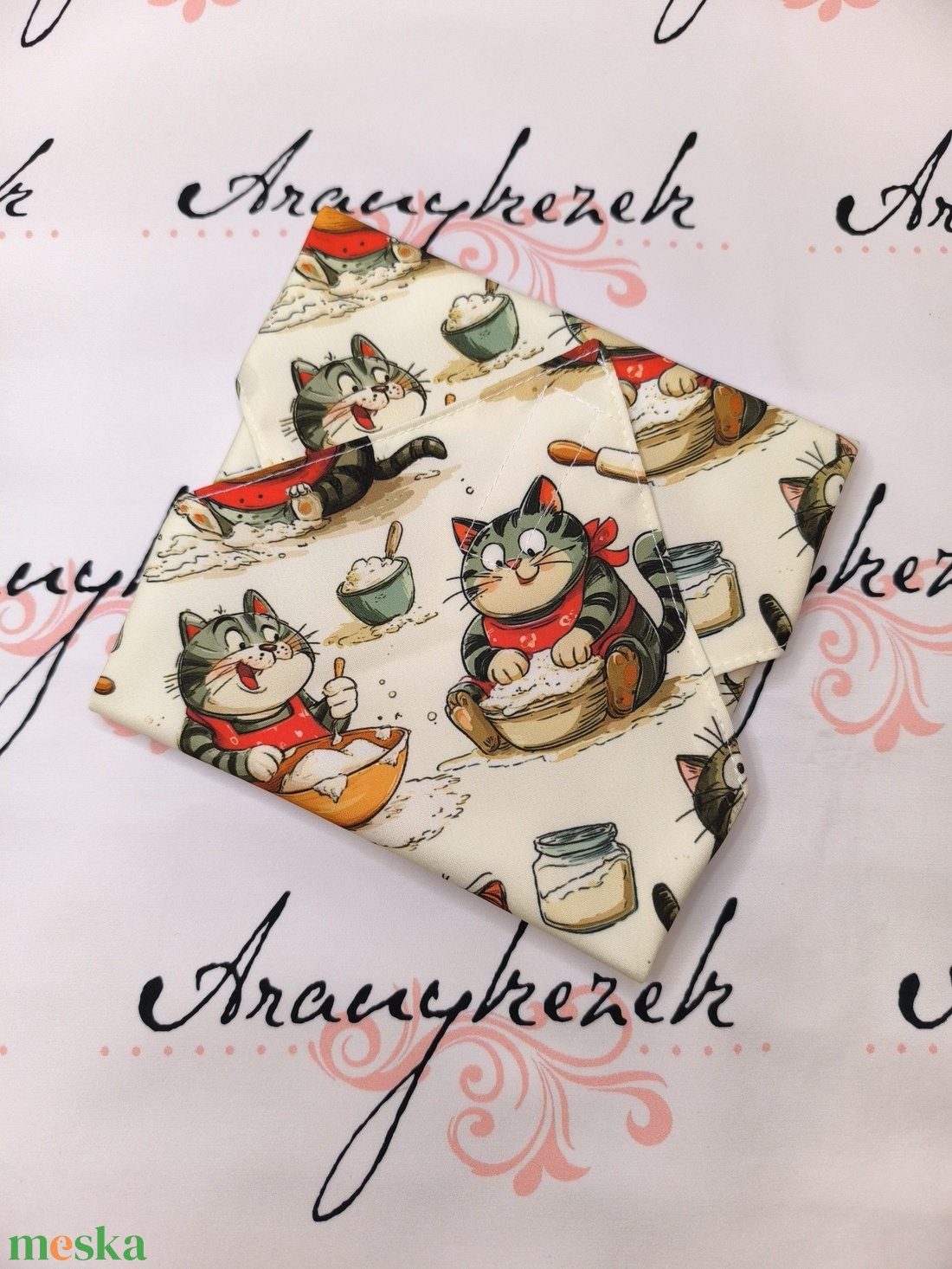 Szakács cica-újraszalvéta-prémium minőségű pamutvászonból  - táska & tok - uzsonna- & ebéd tartó - szendvics csomagoló - Meska.hu