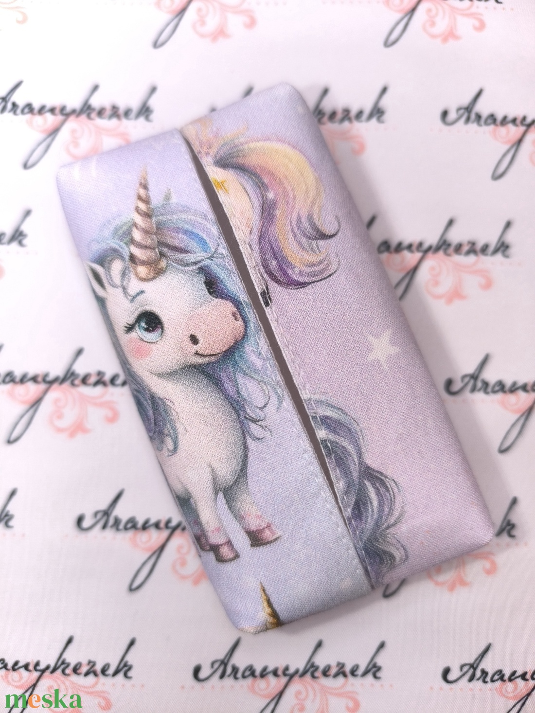Unikornisos-bélelt papírzsebkendő tartó - táska & tok - pénztárca & más tok - zsebkendőtartó tok - Meska.hu