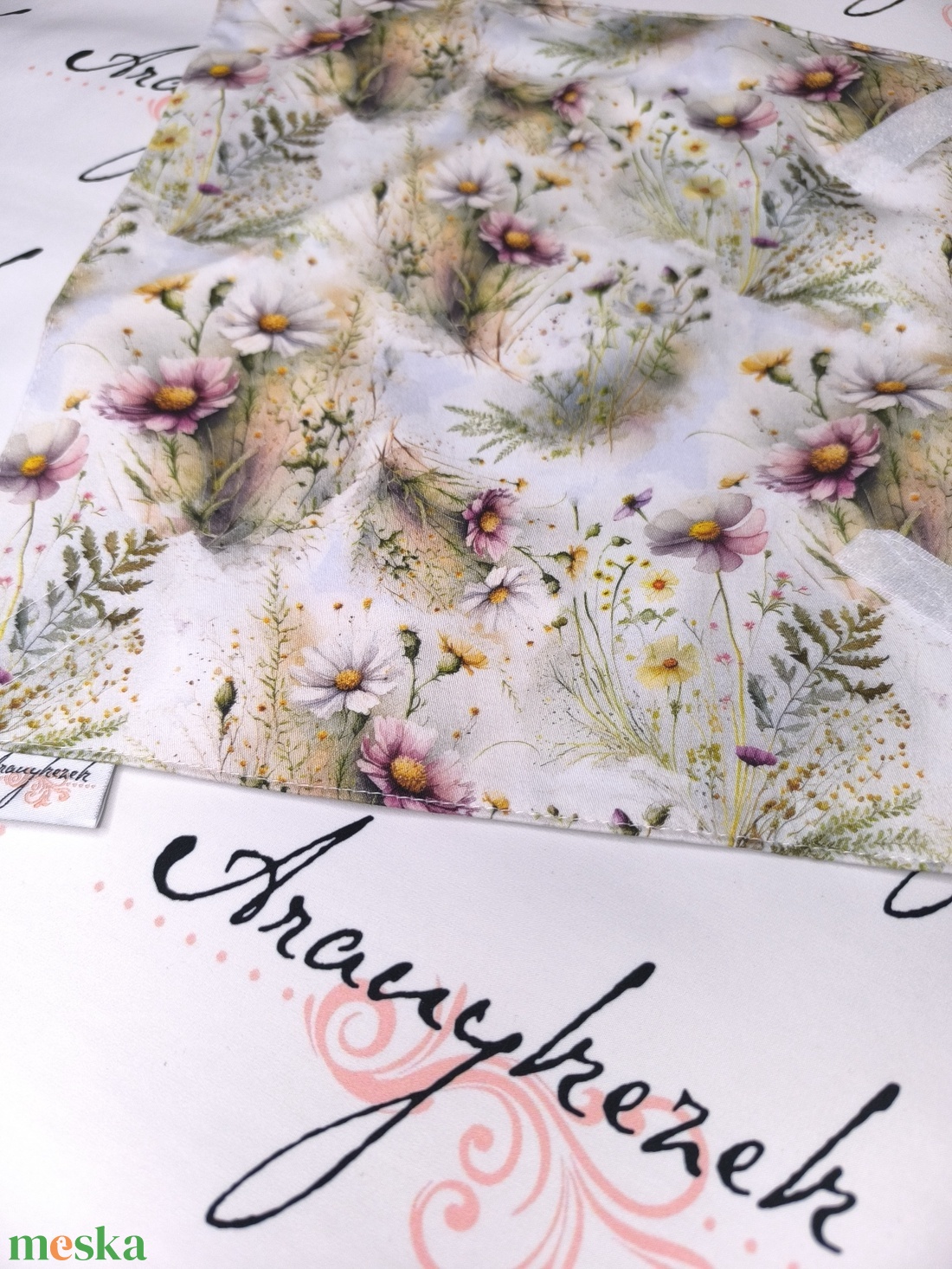 Margarétás-újraszalvéta-prémium minőségű pamutvászonból  - táska & tok - uzsonna- & ebéd tartó - szendvics csomagoló - Meska.hu