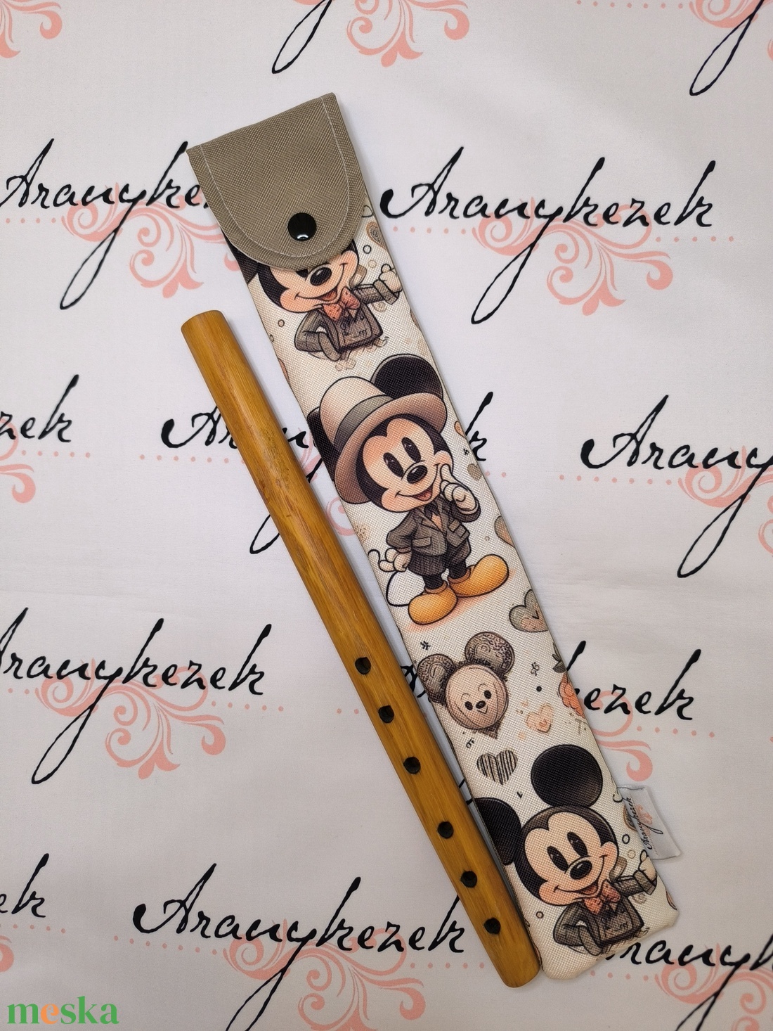 Mickey-vízlepergetős vászonból-furulyatok   - könyv & zene - hangszer & hangszertok - Meska.hu