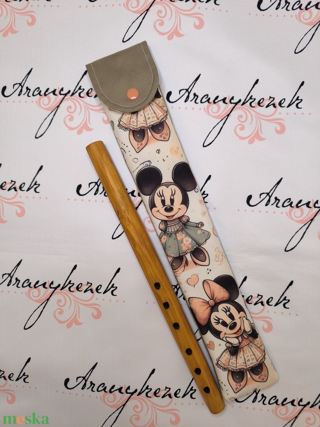 Minnie-vízlepergetős vászonból-furulyatok   - könyv & zene - hangszer & hangszertok - Meska.hu