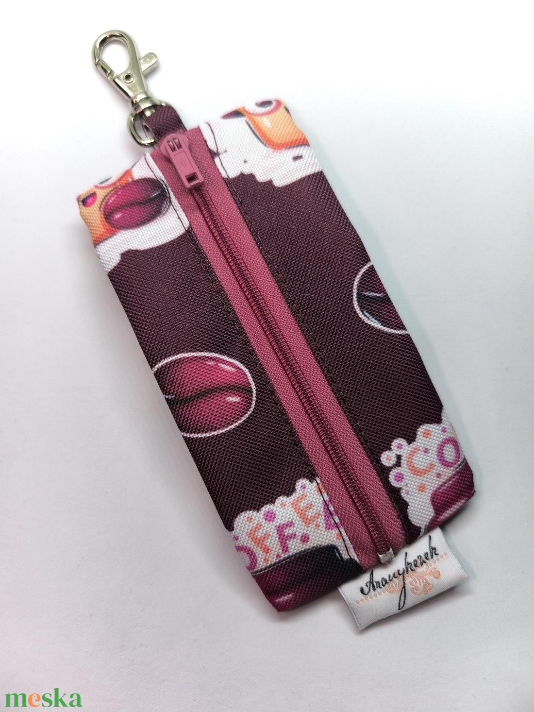 Cuki kávé mintás kulcstartó- Vízálló design mintás anyagból - táska & tok - kulcstartó & táskadísz - kulcstartó - Meska.hu