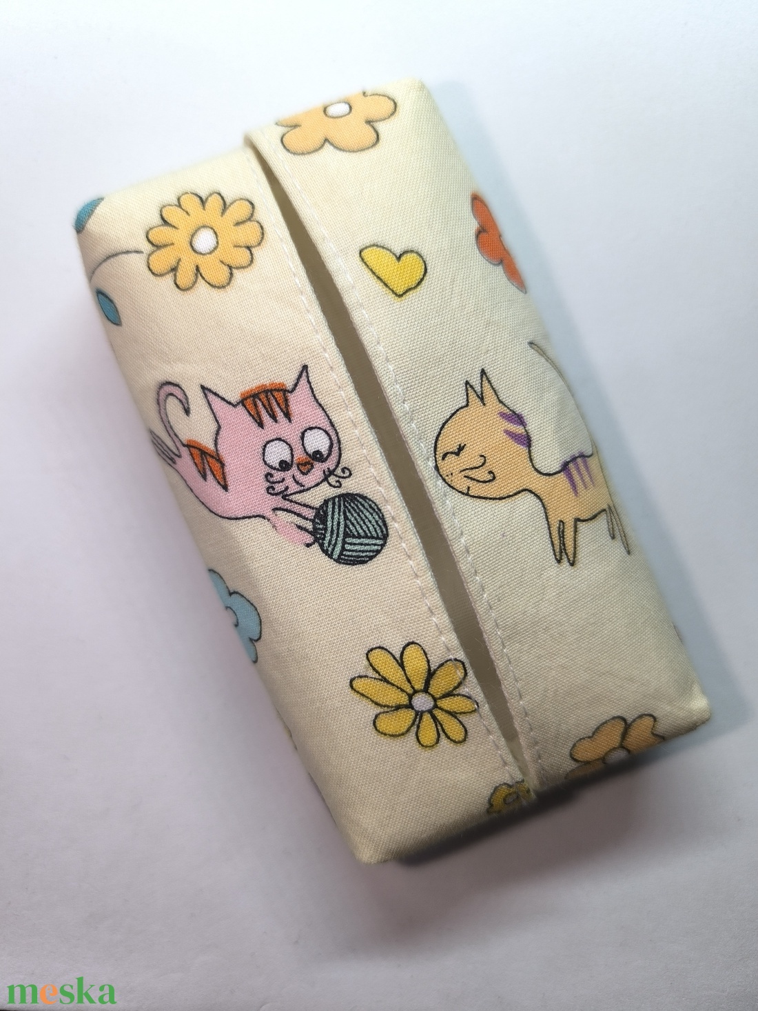 Cica mintás-zsepitartó - táska & tok - pénztárca & más tok - zsebkendőtartó tok - Meska.hu
