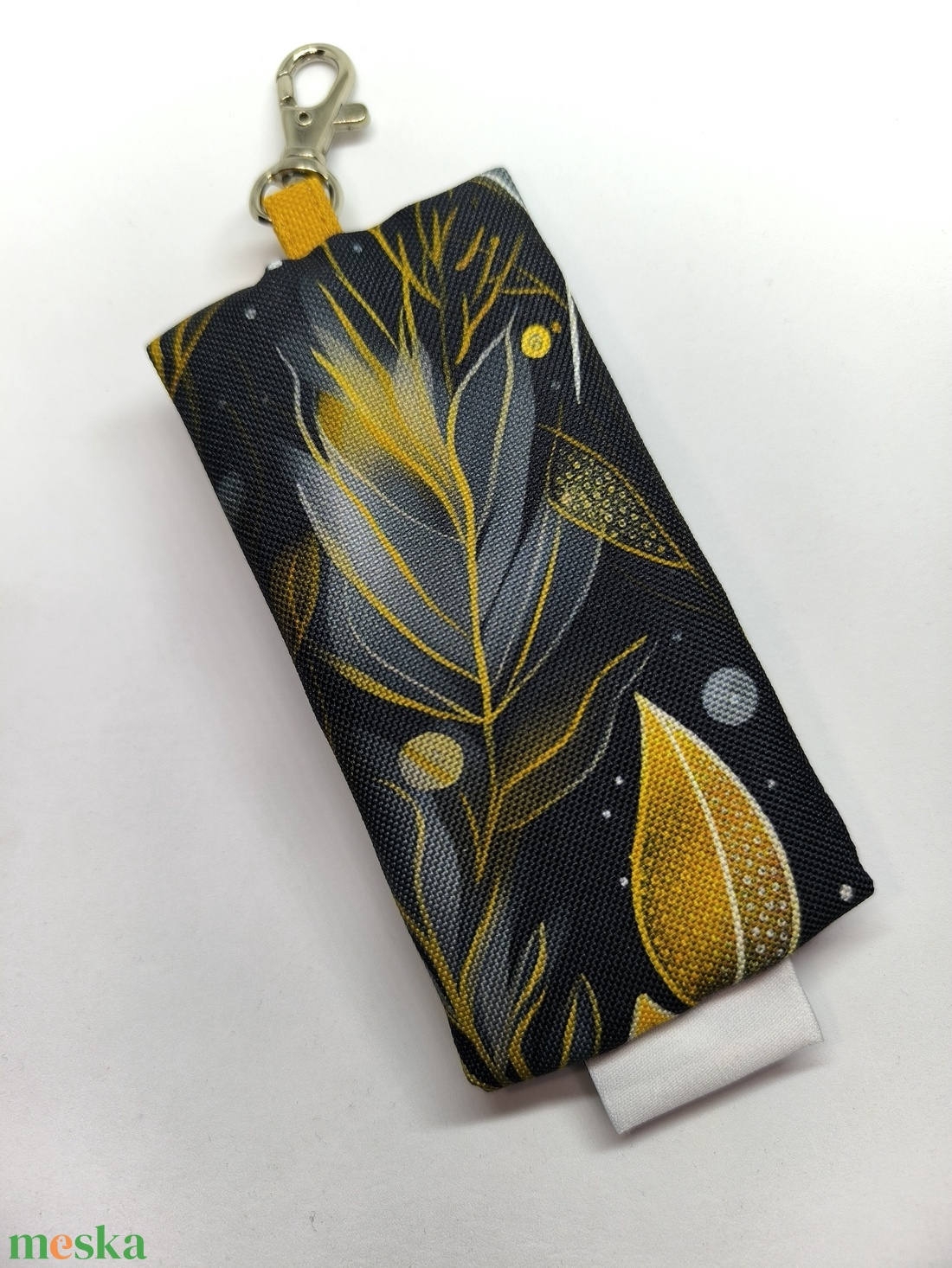 Arany levél mintás kulcstartó- Vízálló design mintás anyagból - táska & tok - kulcstartó & táskadísz - kulcstartó - Meska.hu