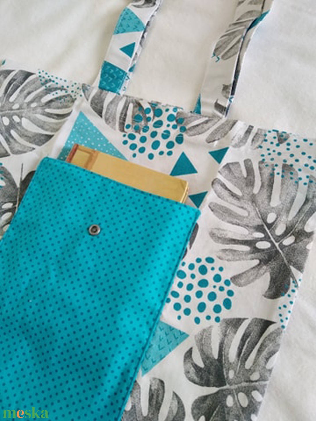 Anya-Lánya vászon szatyor cicás mintával . Összecsomagolható pénztárca formára. - táska & tok - bevásárlás & shopper táska - shopper, textiltáska, szatyor - Meska.hu