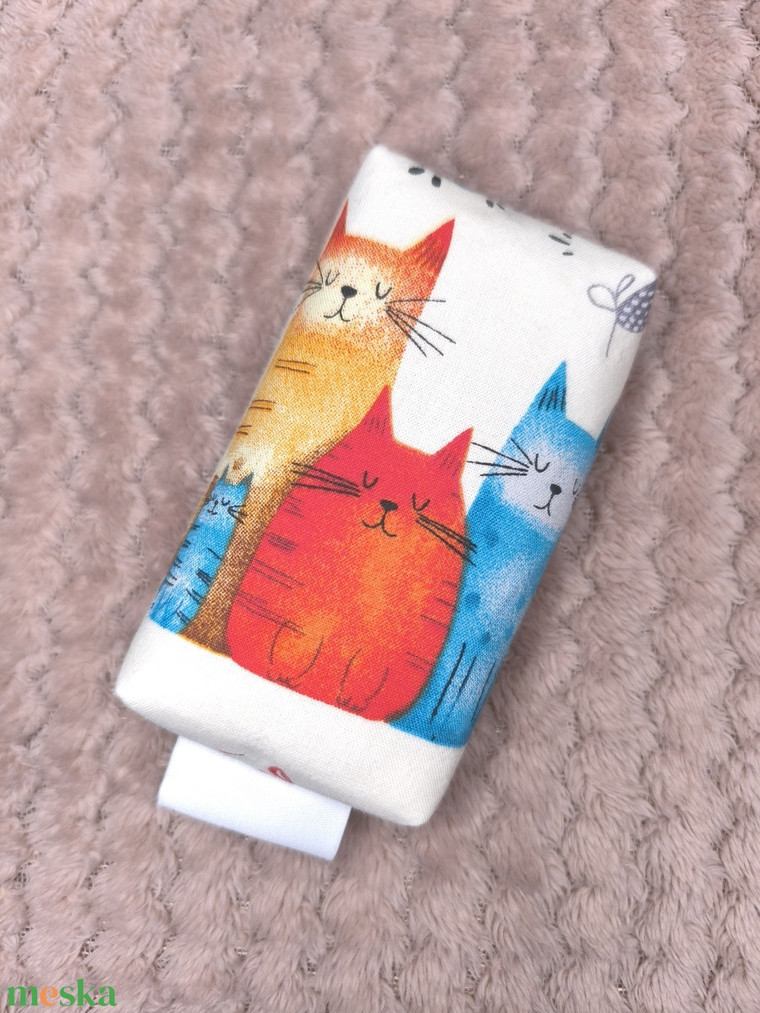 Rózsaszín cicás-bélelt papírzsebkendő tartó - táska & tok - pénztárca & más tok - zsebkendőtartó tok - Meska.hu