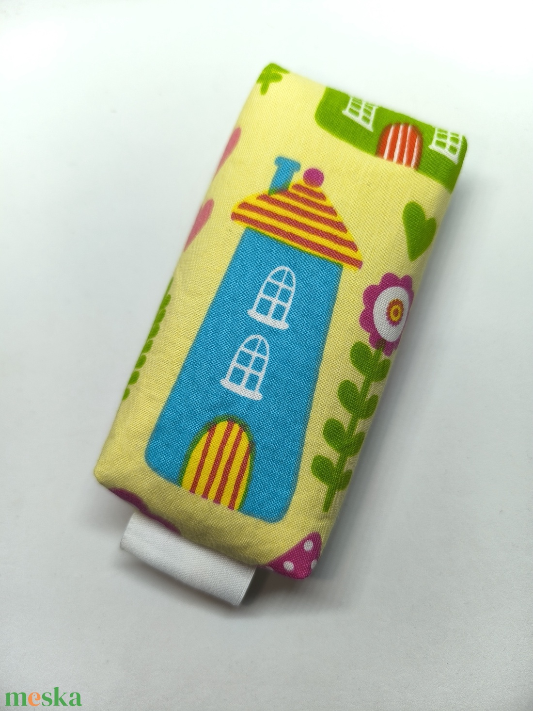 Kék házikó-bélelt papírzsebkendő tartó  - táska & tok - pénztárca & más tok - zsebkendőtartó tok - Meska.hu