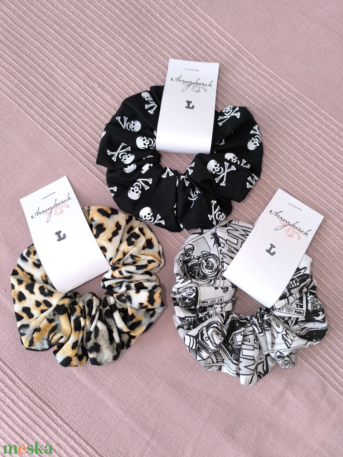 Rendlésre készült scrunchie-textil hajgumi L méretben  - ruha & divat - hajdísz & hajcsat - hajgumi - Meska.hu