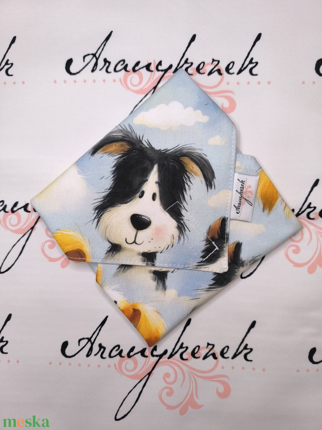 Kutyás-újraszalvéta-prémium minőségű pamutvászonból  - táska & tok - uzsonna- & ebéd tartó - szendvics csomagoló - Meska.hu