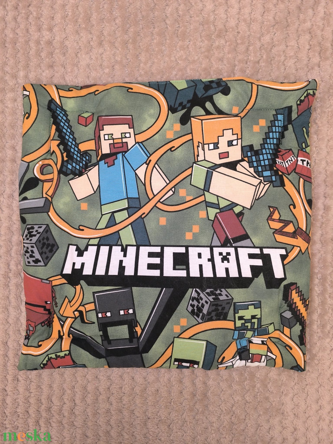 Minecraft mintás-ülőpárna - otthon & életmód - lakástextil - székpárna, huzat - Meska.hu