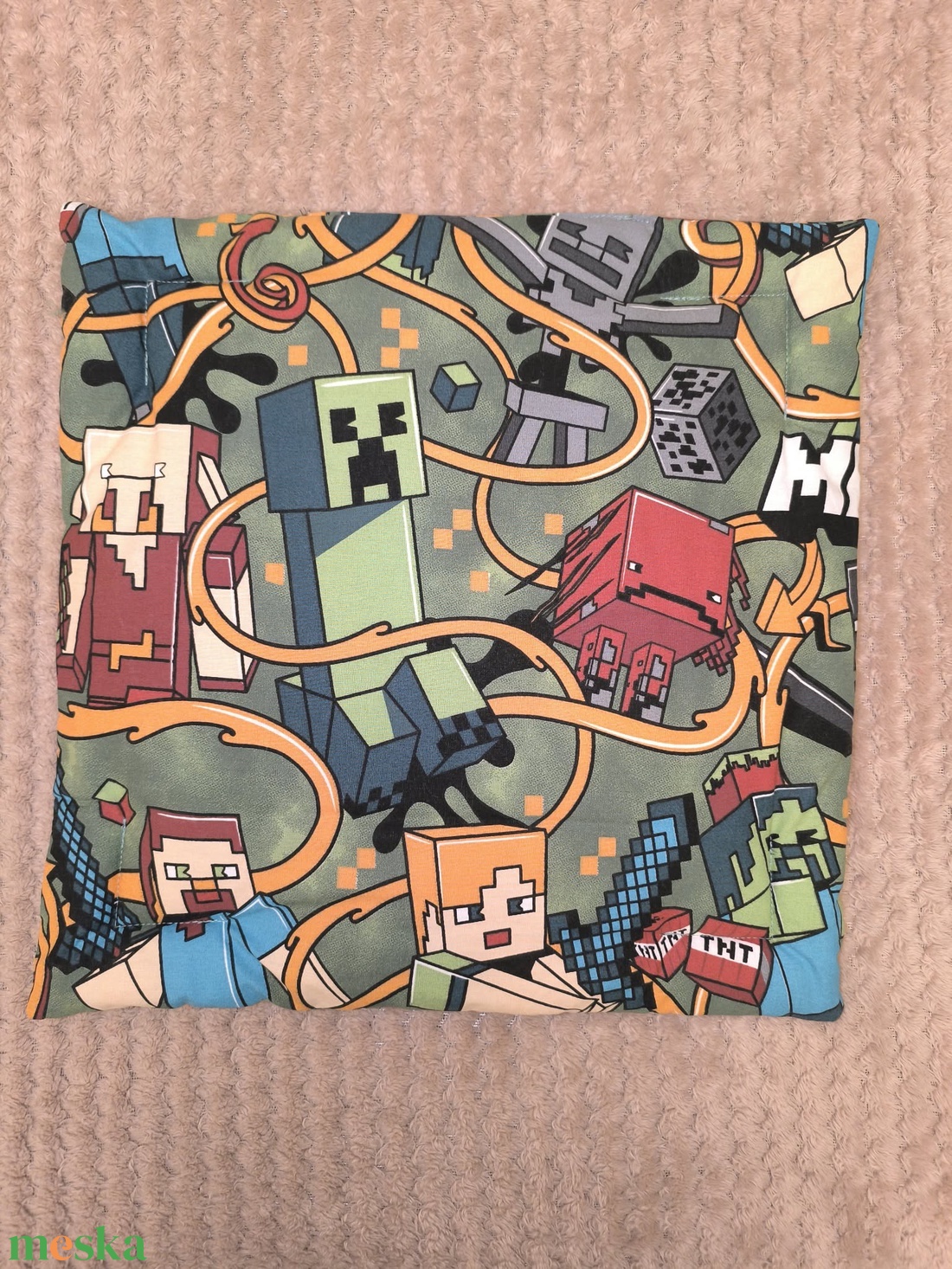 Minecraft mintás-ülőpárna - otthon & életmód - lakástextil - székpárna, huzat - Meska.hu