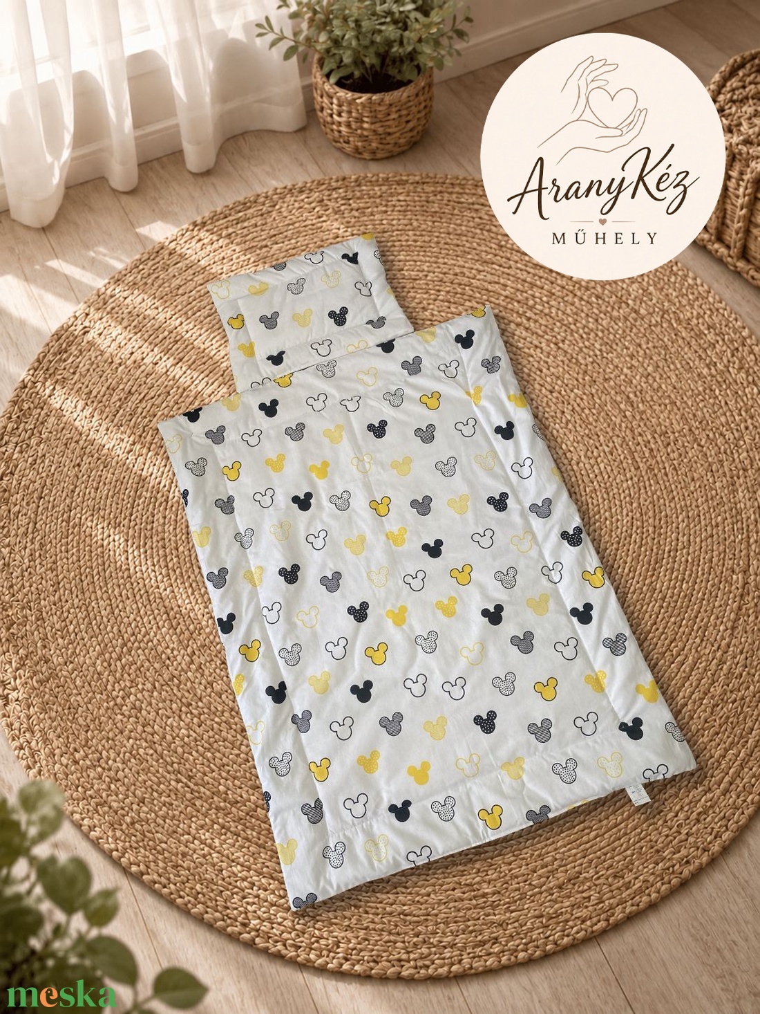 Sárga Mickey egeres takaró/párna szett - baba - mama - baba ágynemű - babatakaró, gyerek pléd - Meska.hu