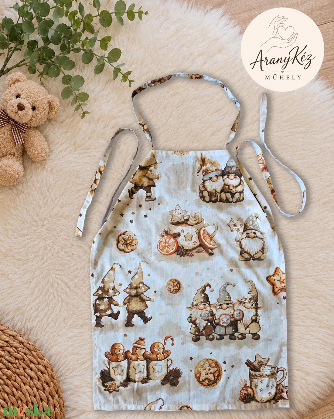 Manós téli gyermek konyhai kötény - otthon & életmód - konyhafelszerelés, tálalás - konyhai textil - kötény - Meska.hu