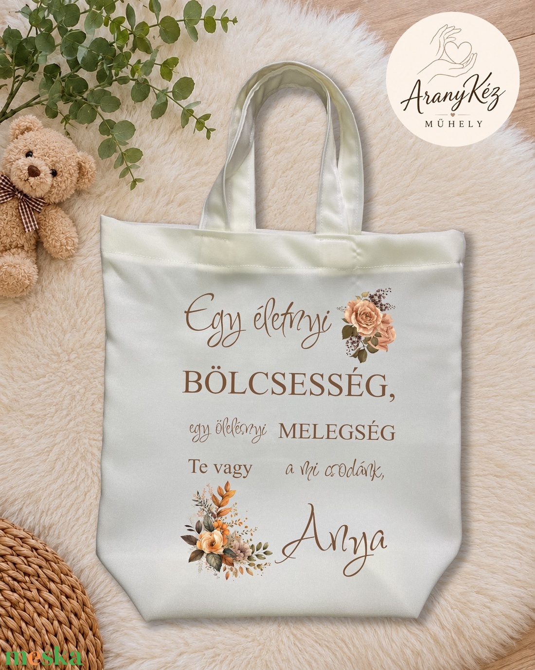 Ajándék átadó szatyor - anyák napjára - táska & tok - bevásárlás & shopper táska - shopper, textiltáska, szatyor - Meska.hu