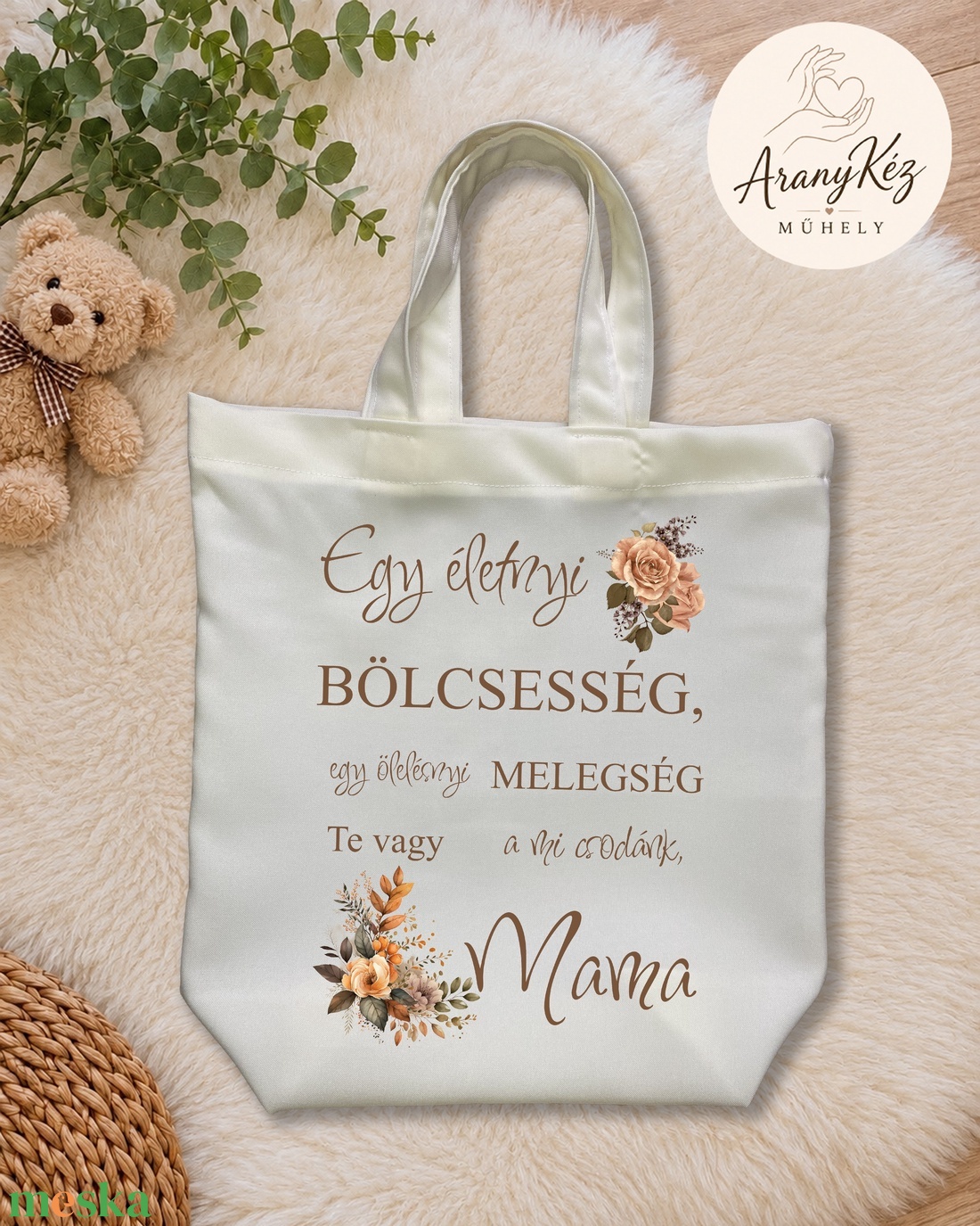 Ajándék átadó szatyor - anyák napjára - táska & tok - bevásárlás & shopper táska - shopper, textiltáska, szatyor - Meska.hu