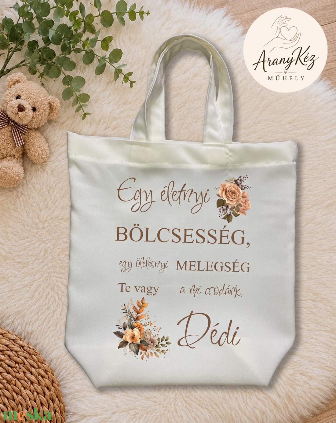 Ajándék átadó szatyor - anyák napjára - táska & tok - bevásárlás & shopper táska - shopper, textiltáska, szatyor - Meska.hu
