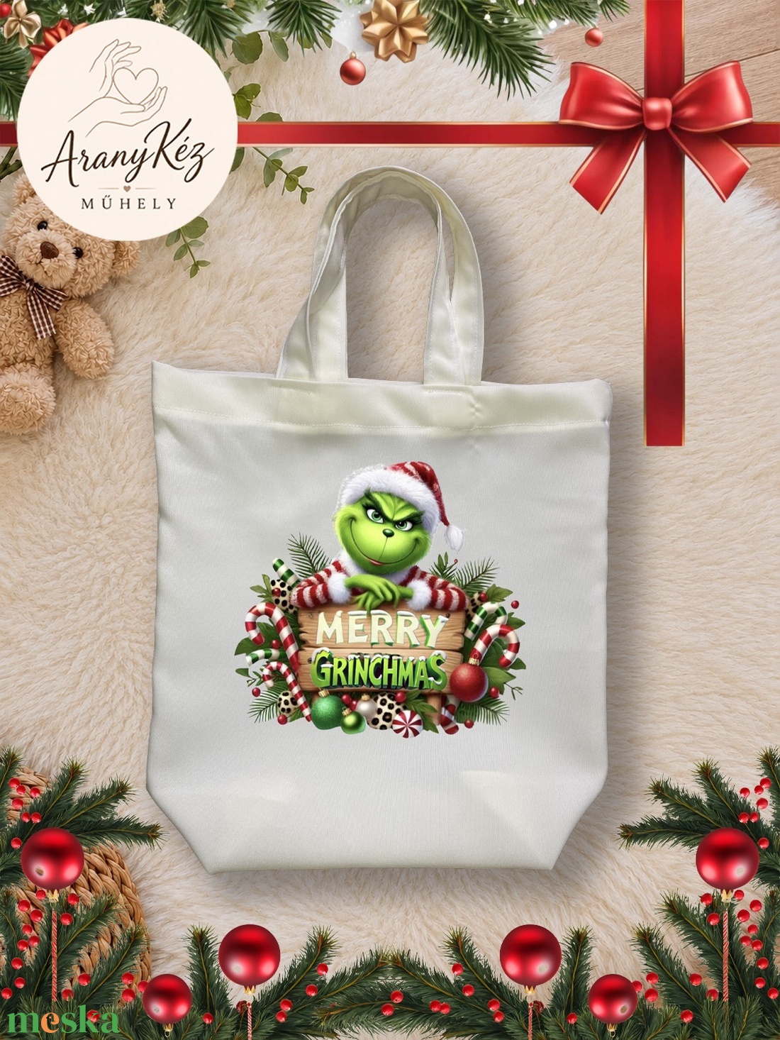 Karácsonyi szatyor - táska & tok - bevásárlás & shopper táska - shopper, textiltáska, szatyor - Meska.hu