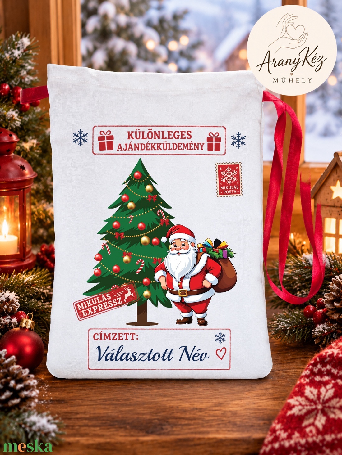 Névre szóló Mikulás zsák, Télapó - karácsony - mikulás - mikulás zsák - Meska.hu