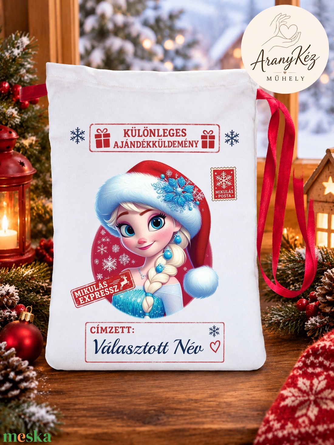 Névre szóló Mikulás zsák, Elza - karácsony - mikulás - mikulás zsák - Meska.hu