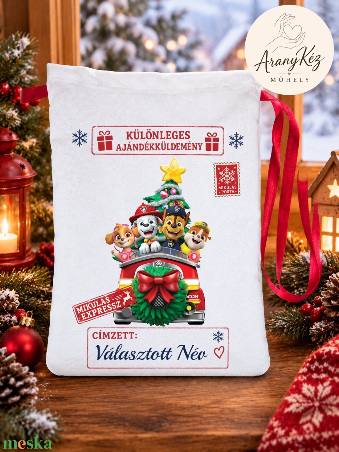 Névre szóló Mikulás zsák, Mancs őrjárat - karácsony - mikulás - mikulás zsák - Meska.hu