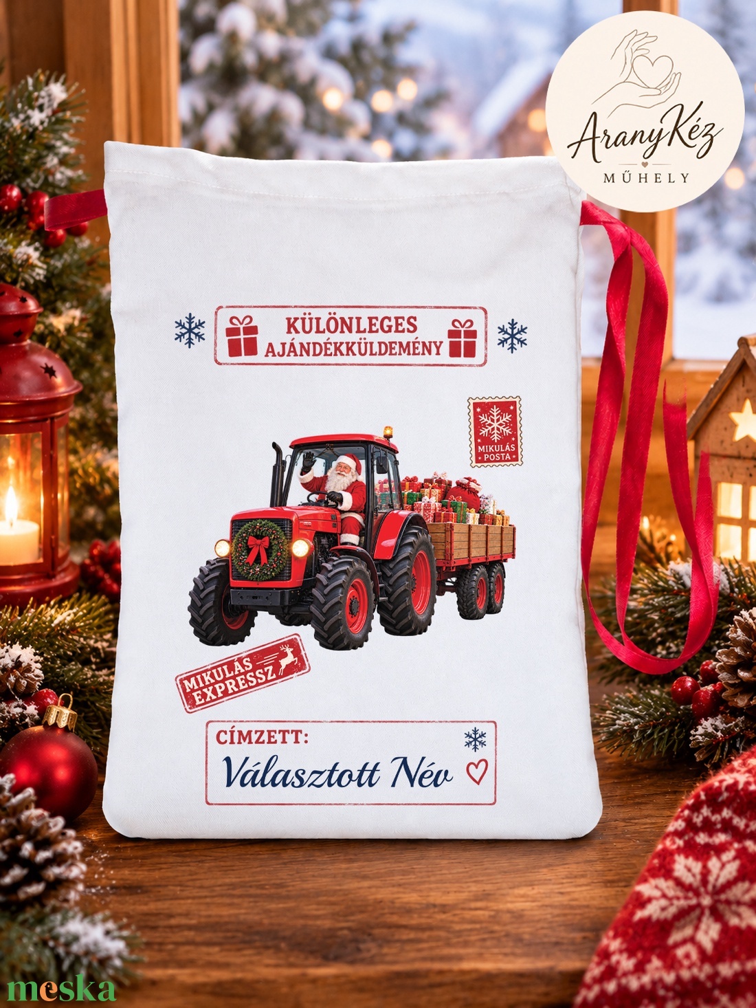 Névre szóló Mikulás zsák, Traktor - karácsony - mikulás - mikulás zsák - Meska.hu