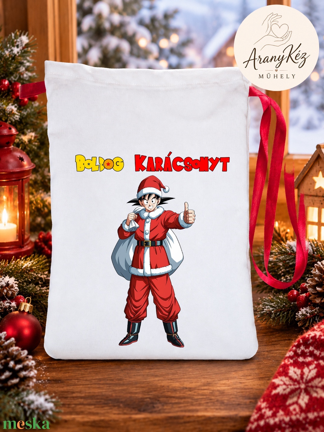 Mikulás zsák, Dragon Ball Z, Songoku - karácsony - mikulás - mikulás zsák - Meska.hu