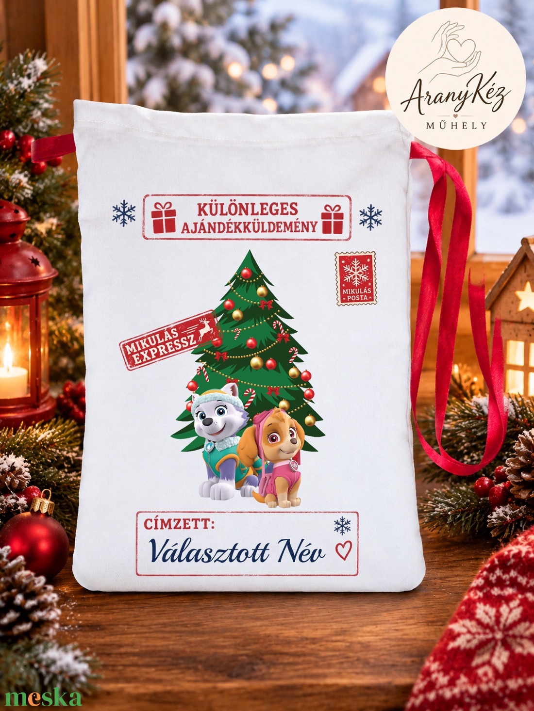 Névre szóló Mikulás zsák, Mancs őrjárat - karácsony - mikulás - mikulás zsák - Meska.hu